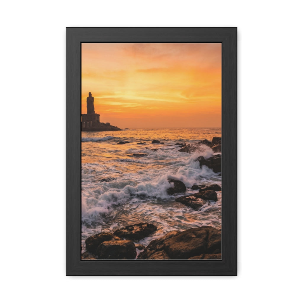 Framed Posters - Coastal Golden Glow — Portrait