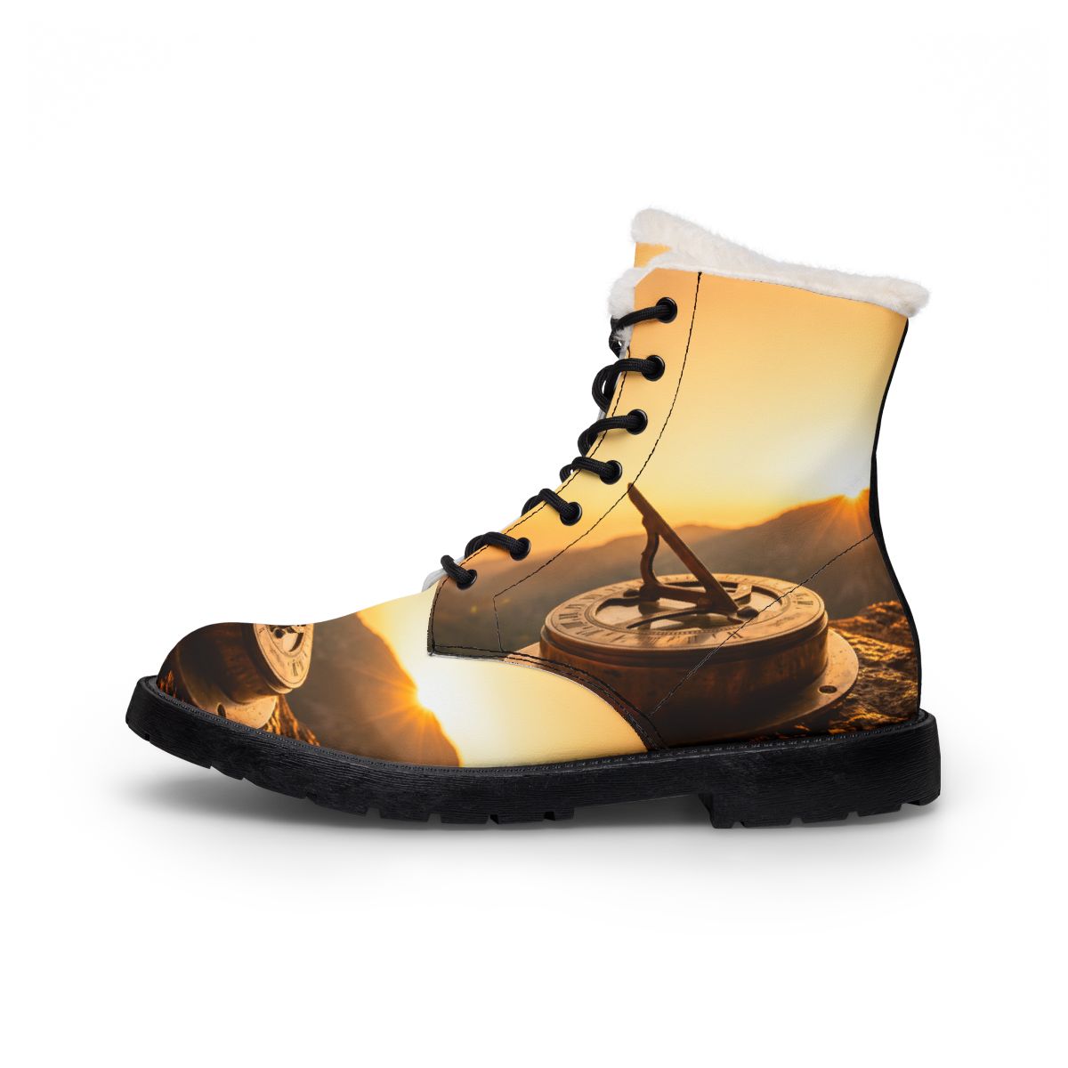 Women's Fur Leather Boots - Golden Sundial Vista | Echovira...