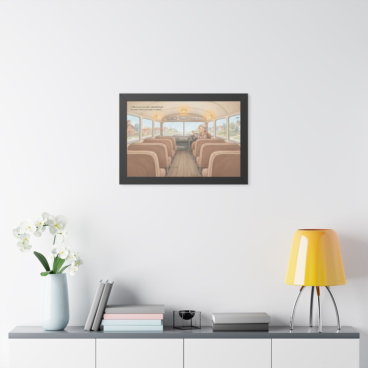 Framed Horizontal Poster - Storybook Bus Ride Whimsical Wall...