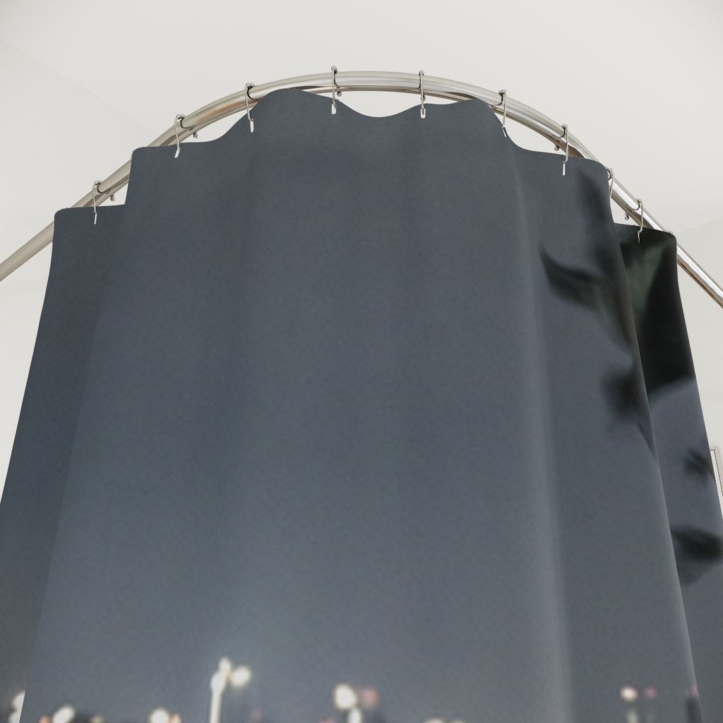 Shower Curtain - Twilight Urban Skyline Ledge | Echovira...