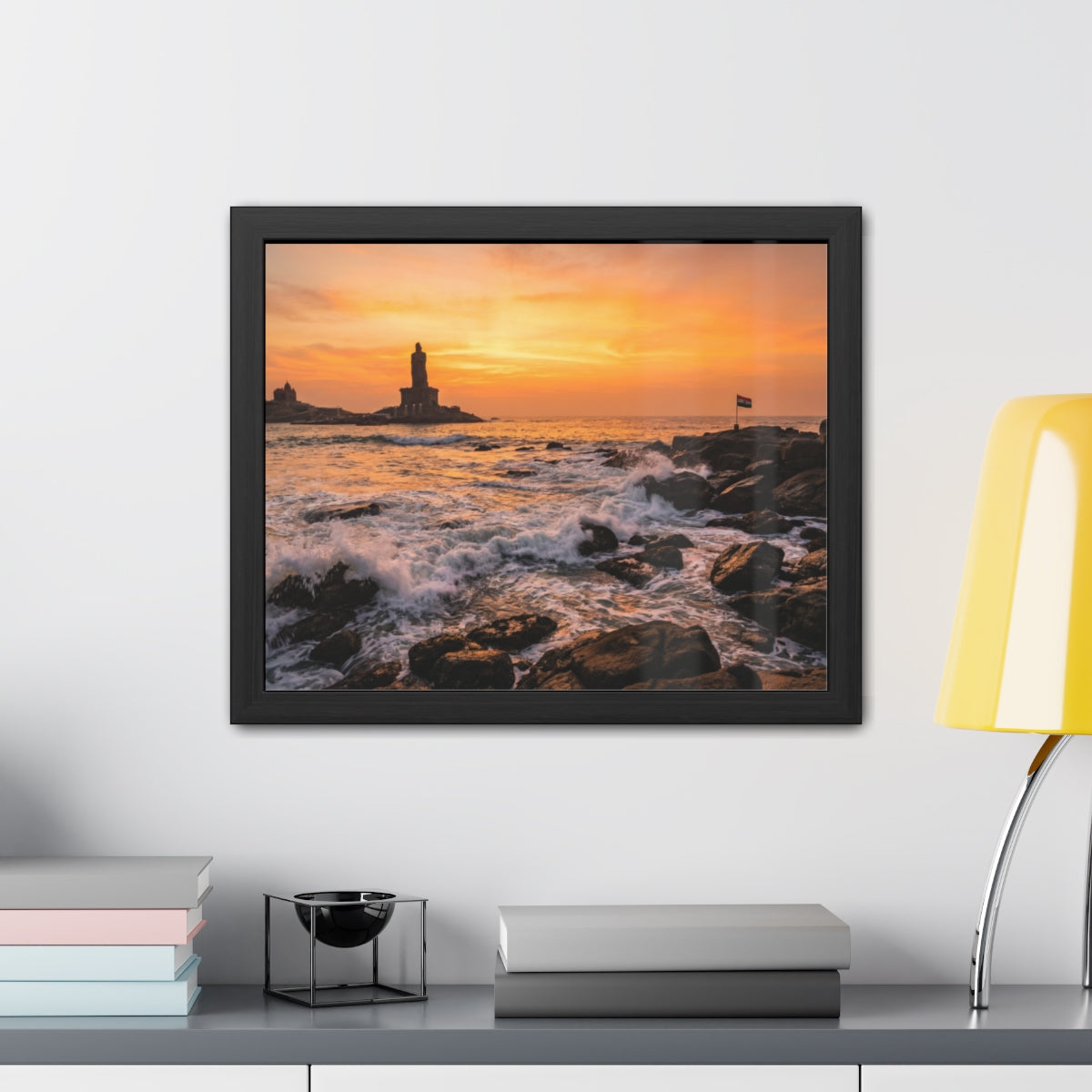 Framed Posters - Coastal Golden Glow — Landscape