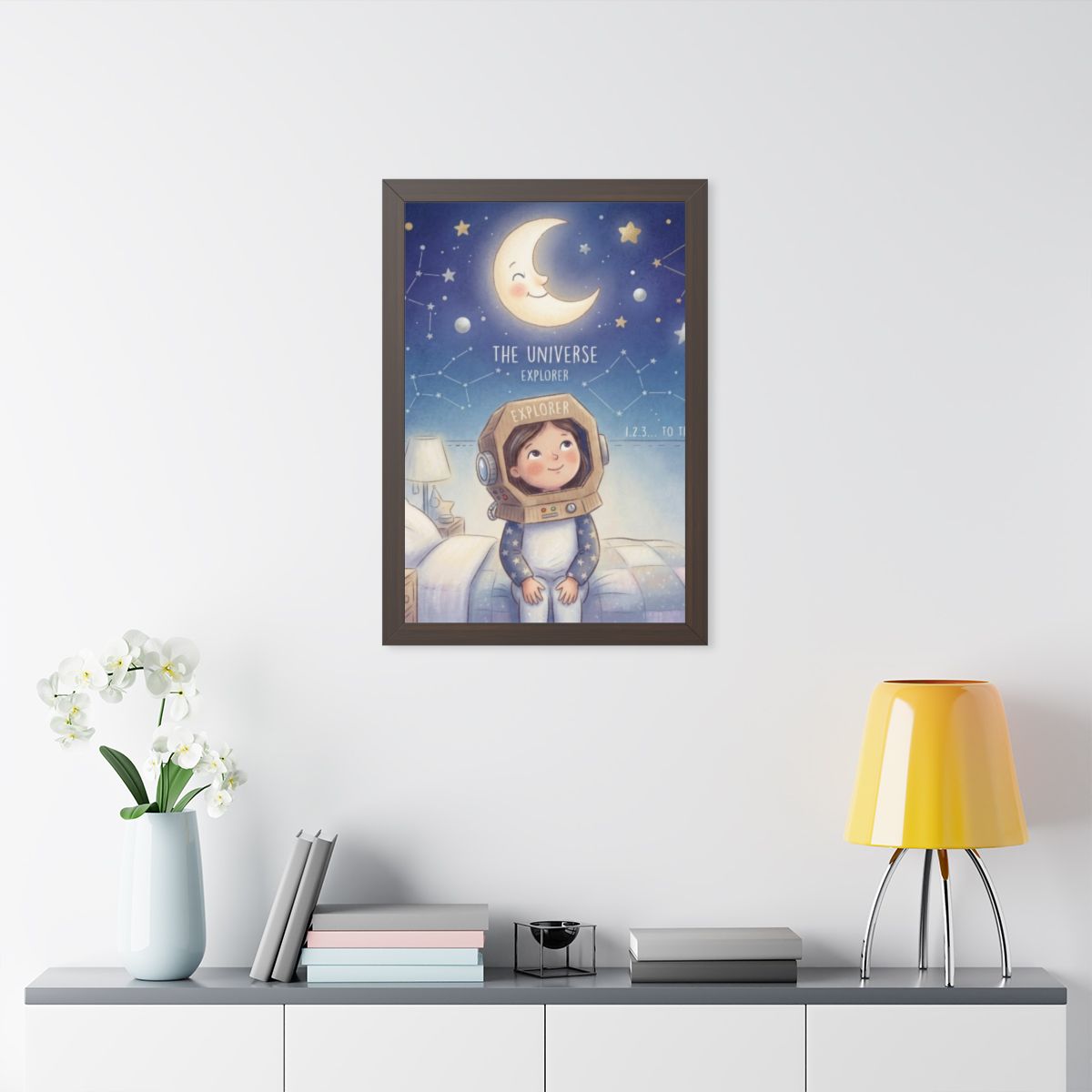 Framed Vertical Poster - Universe Explorer Art — Walnut... |...