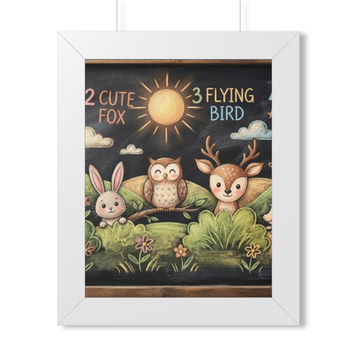 Framed Vertical Poster - Woodland Friends Meadow — White......