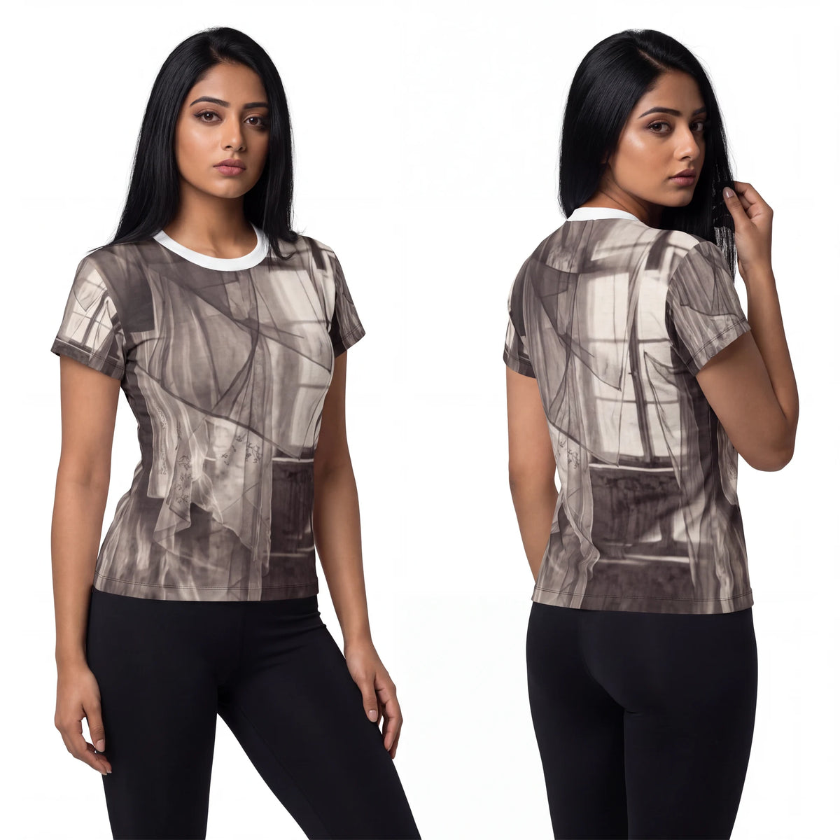 Women's Cut & Sew Tee - Spectral Veils | Echovira Gallery