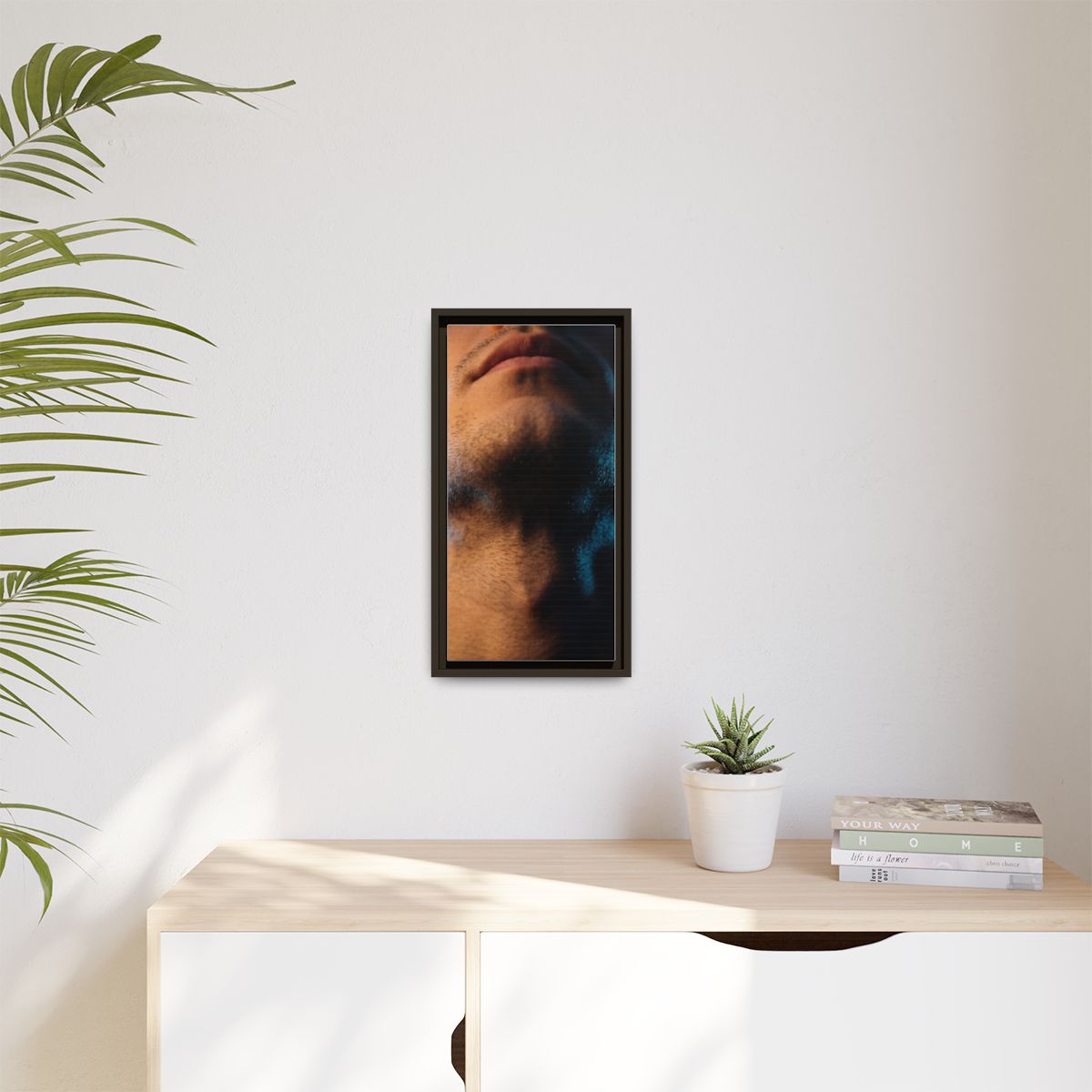 Matte Canvas, Framed - Neon Shadows Cinematic Portrait Art...