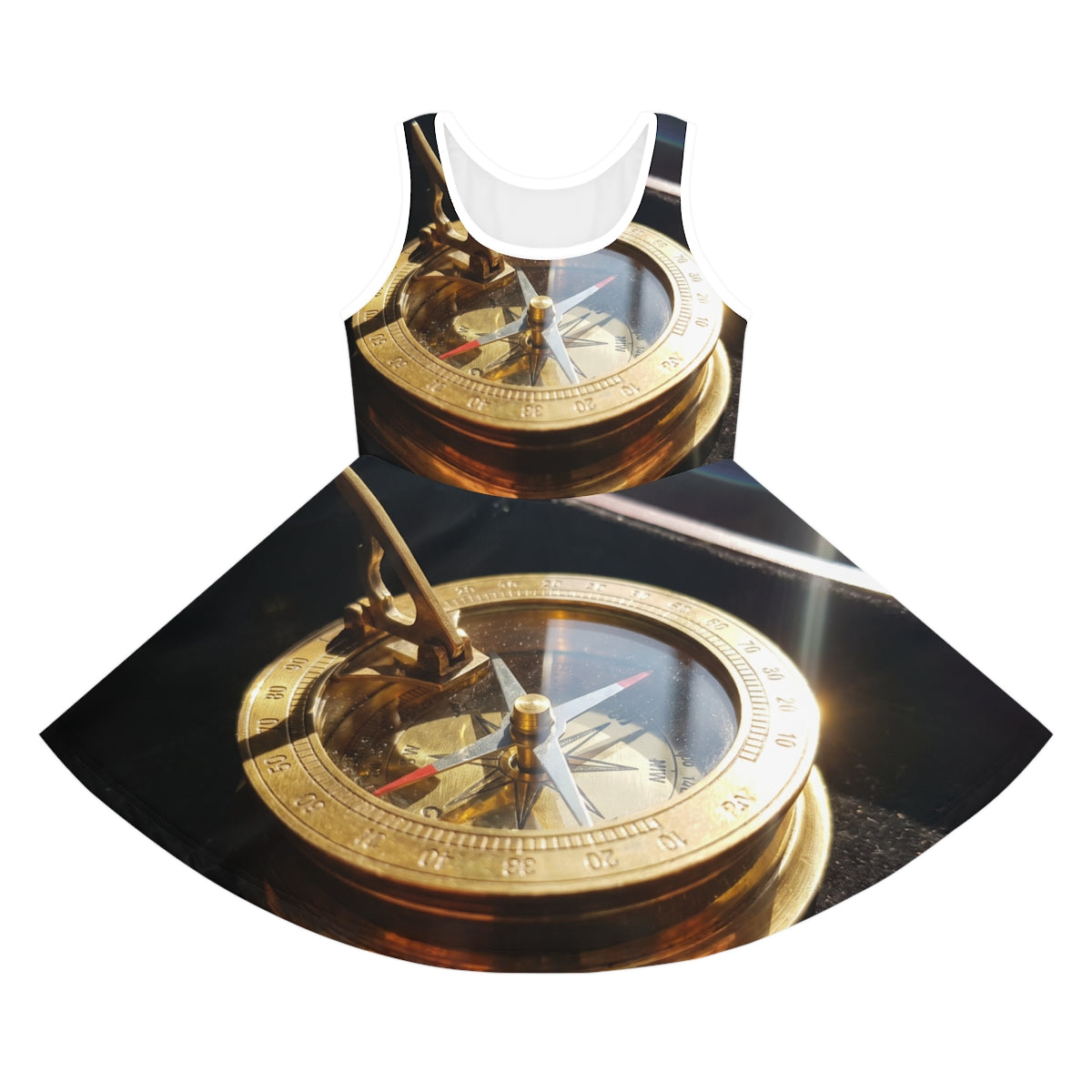 Girls' Sleeveless Sundress Vintage Brass Compass