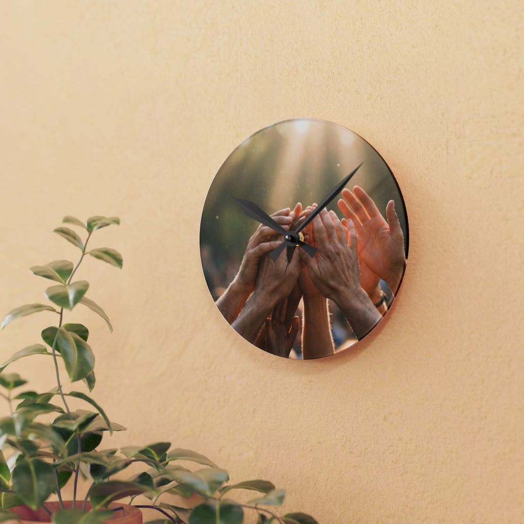 Acrylic Wall Clock - Golden Rays of Unity Wall Art |...