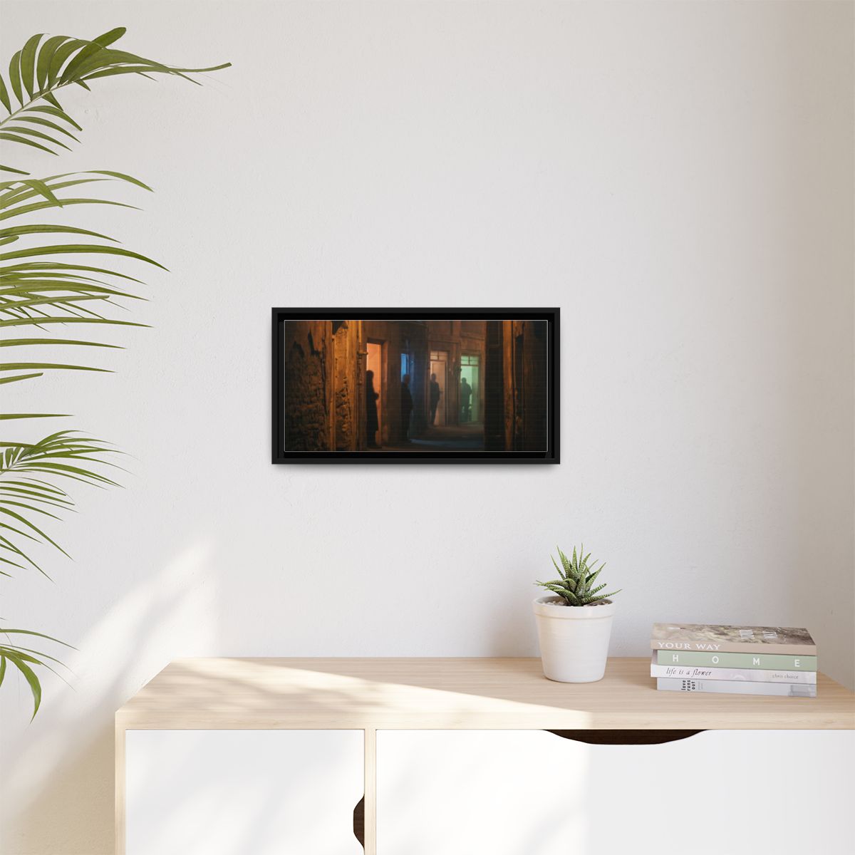 Matte Canvas, Framed - Shadowed Alleyway Mystery Art Print...