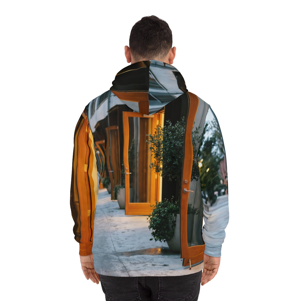 Men's Fashion Hoodie - Twilight Courtyard Architecture |...