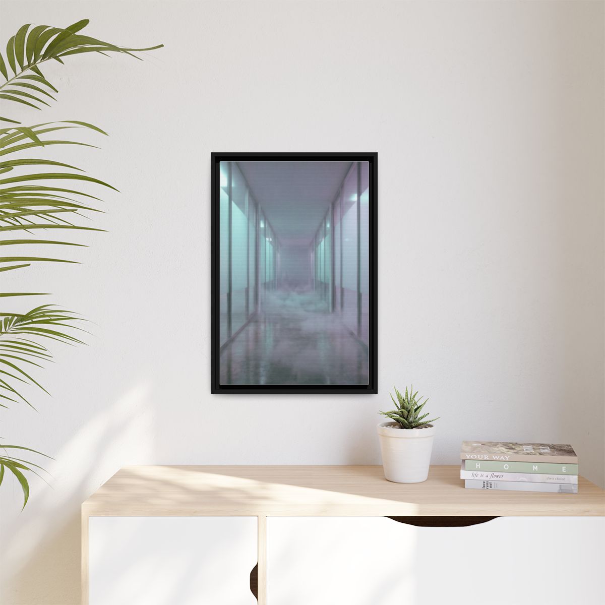 Matte Canvas, Framed - Liminal Corridor Fog Art Print —... |...