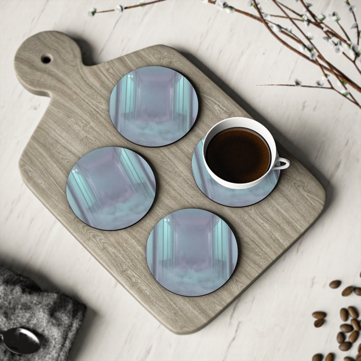 Coasters - Liminal Corridor Fog Art Print (1 & 4 pcs) |...