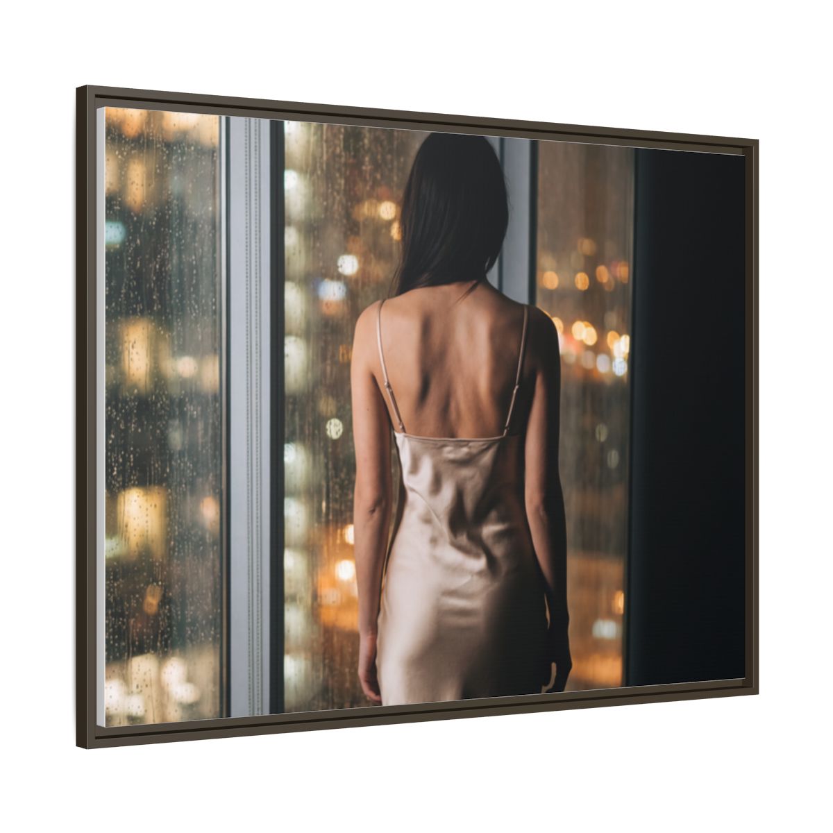 Framed Canvas - Midnight Rain Masterpiece — Espresso / 1.25"