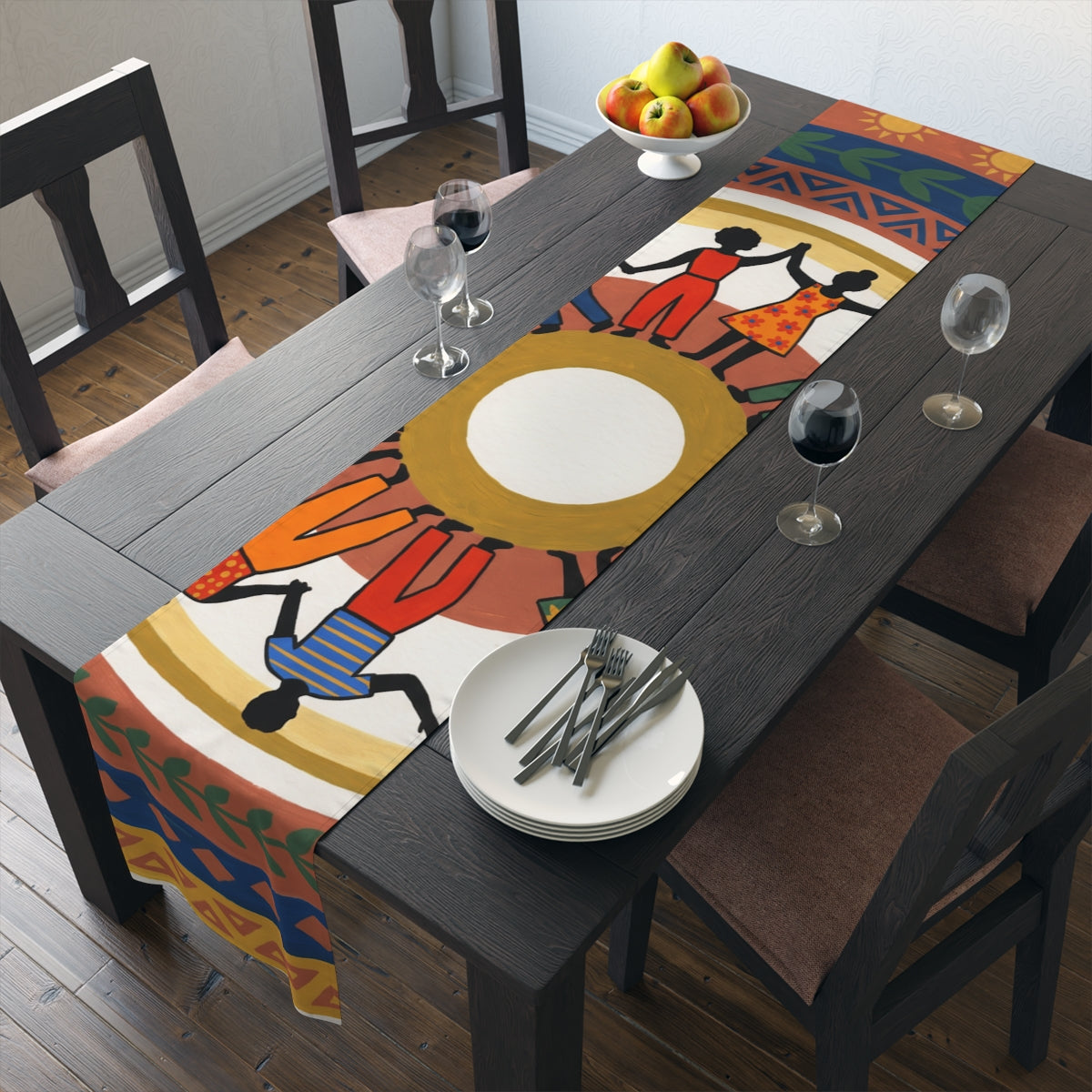 Table Runner - Unity Mandala Folk Art | Echovira Gallery