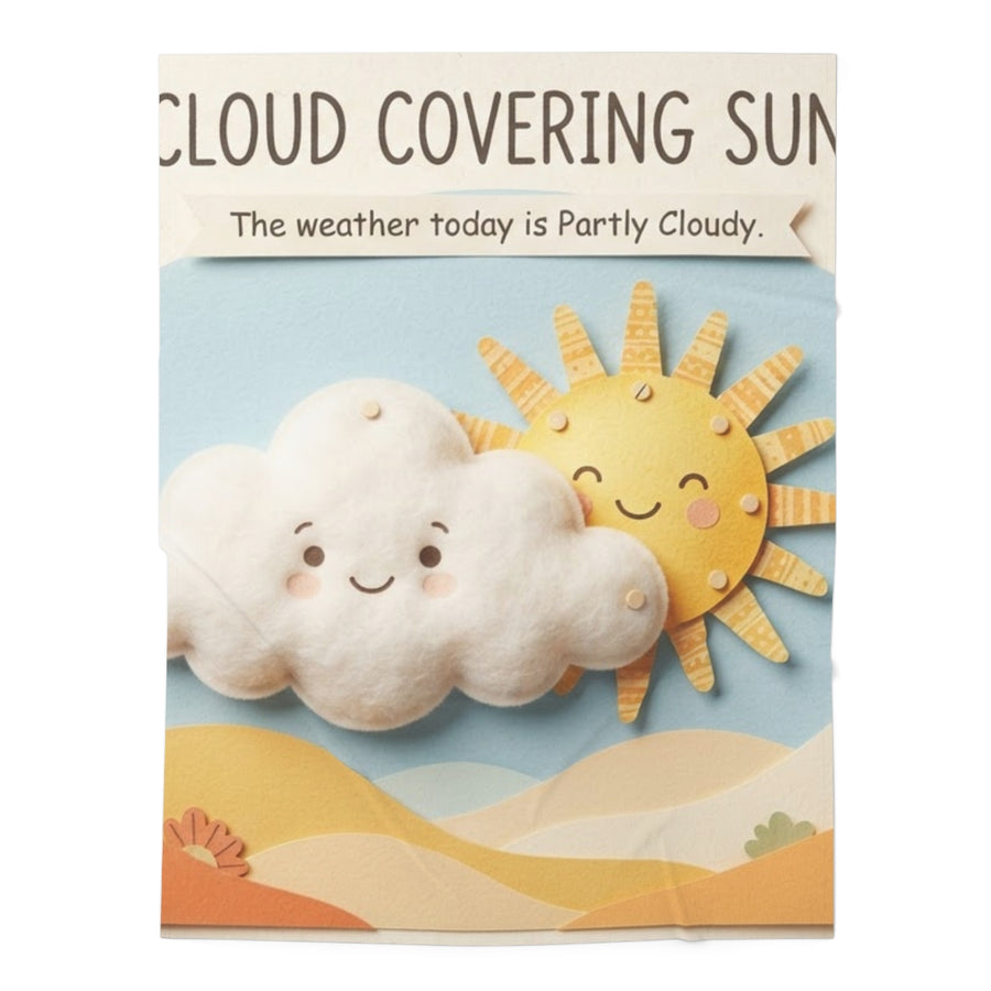 Baby Swaddle Blanket - Cloud Covering Sun Whimsical Nursery Art