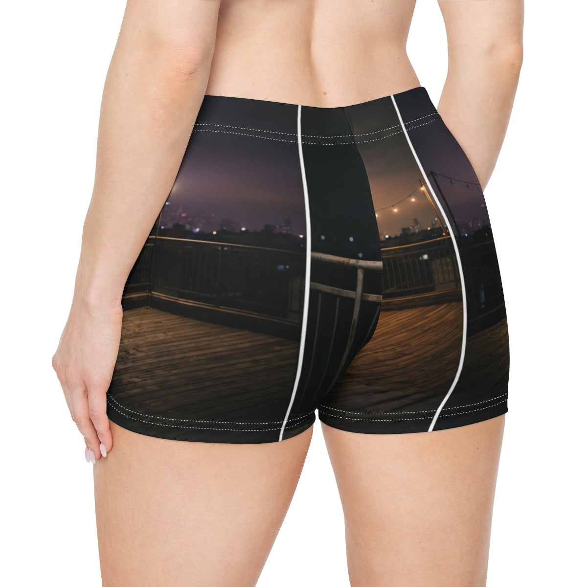 Women's Shorts with City Skyline Art