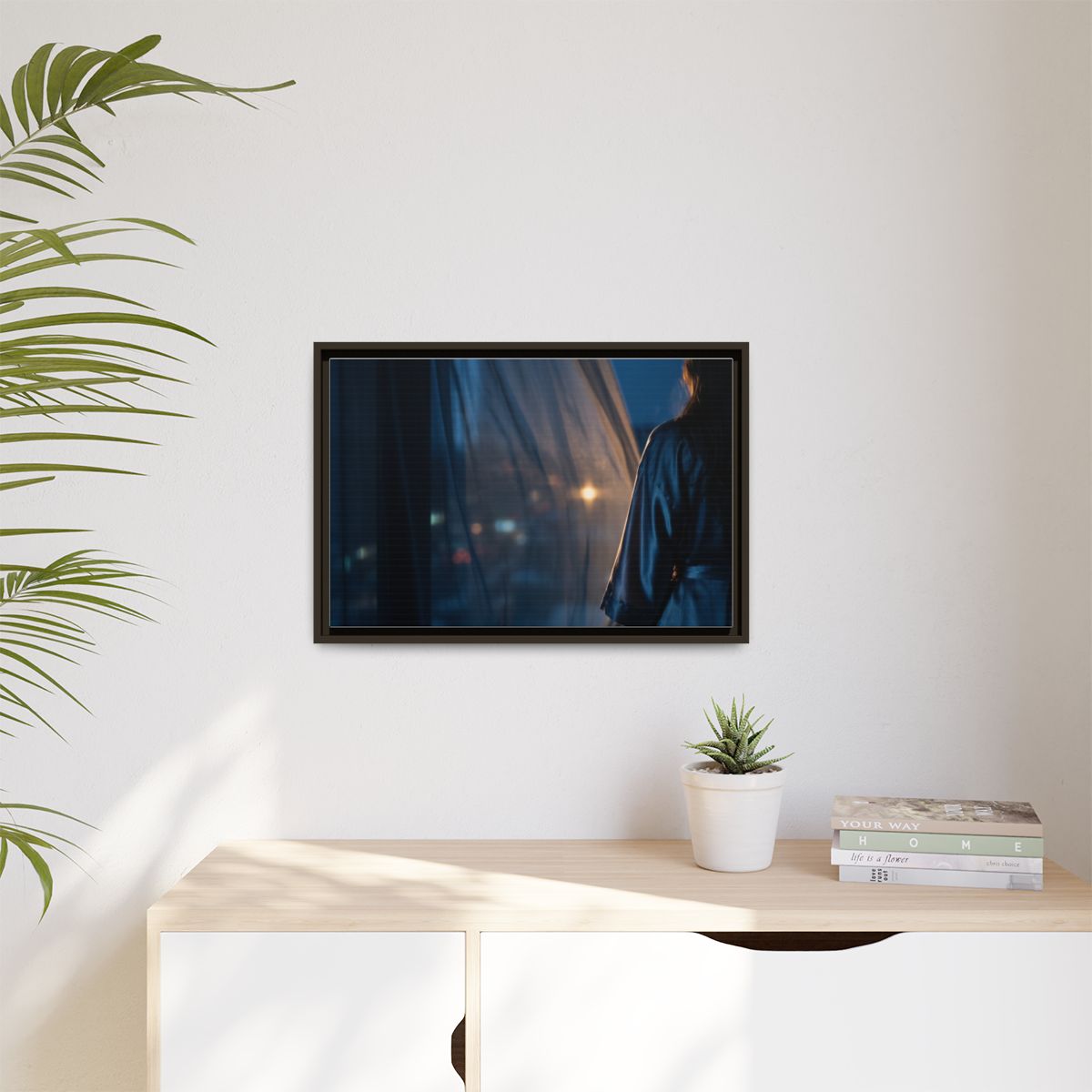 Matte Canvas, Framed - Nocturnal Solitude Silhouette —... |...