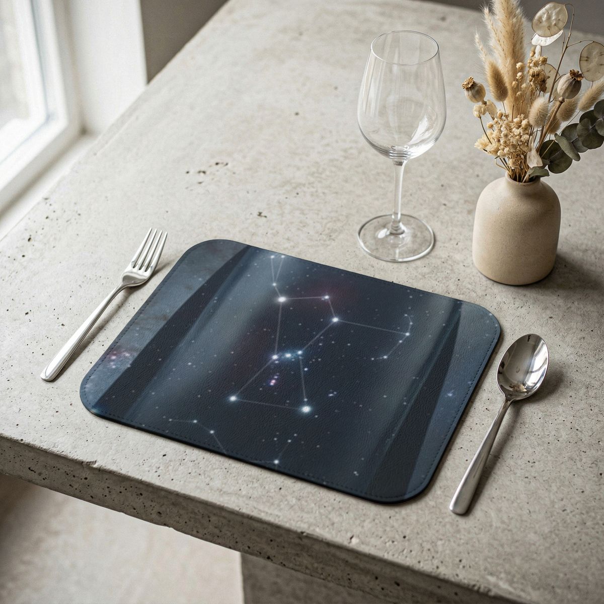 Leather Placemat - Cosmic Sentinel Orion Constellation Art |...