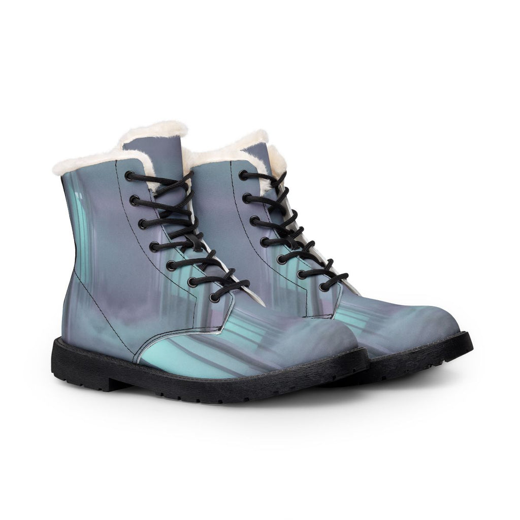 Men's Fur and Leather Boots - Liminal Corridor Fog Art Print...
