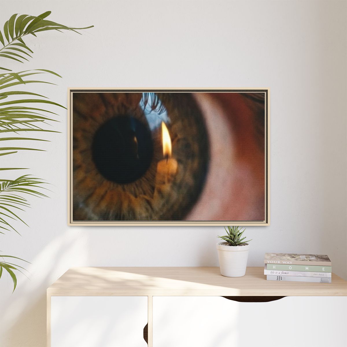Matte Canvas, Framed - Amber Iris Reflection Fine Art Print...