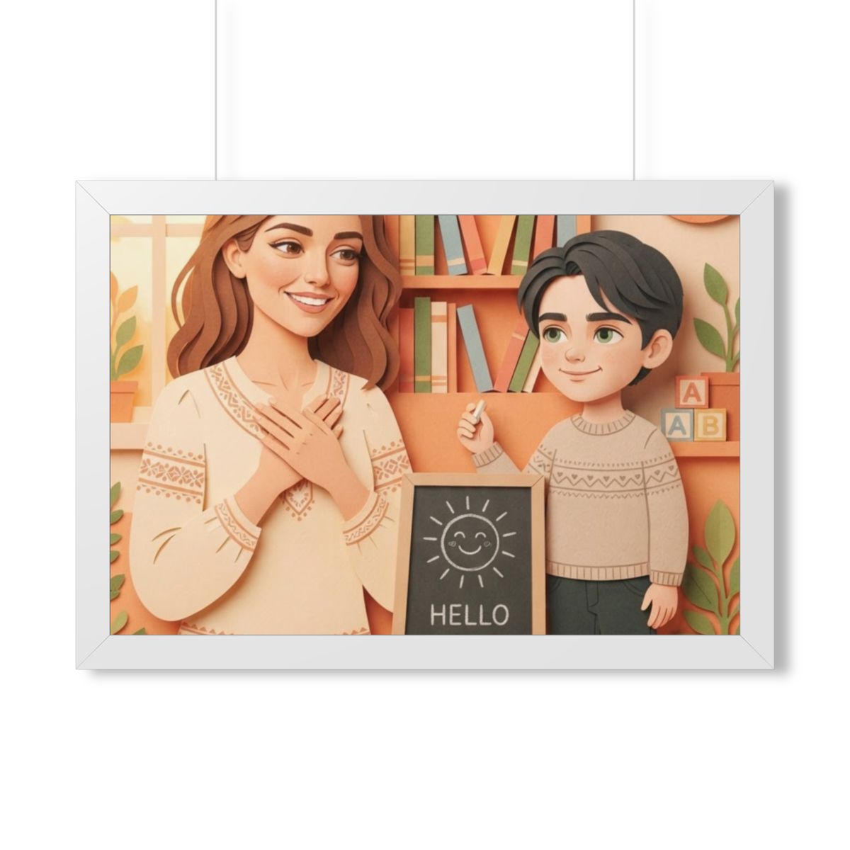 Framed Horizontal Poster - Classroom Wonder — White (14×11...