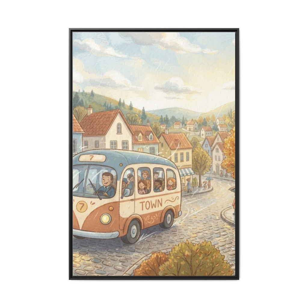 Matte Canvas Framed - Cozy Town Bus — Black / 1.25" (8×10......