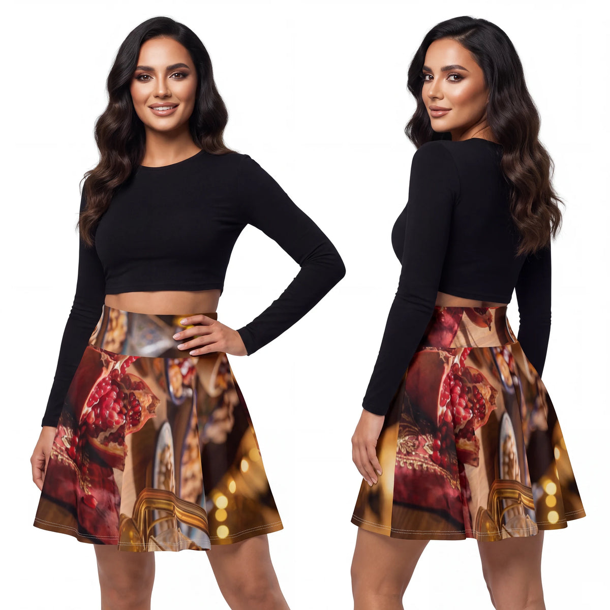 Women's Skater Skirt - Amber Twilight Feast | Echovira...