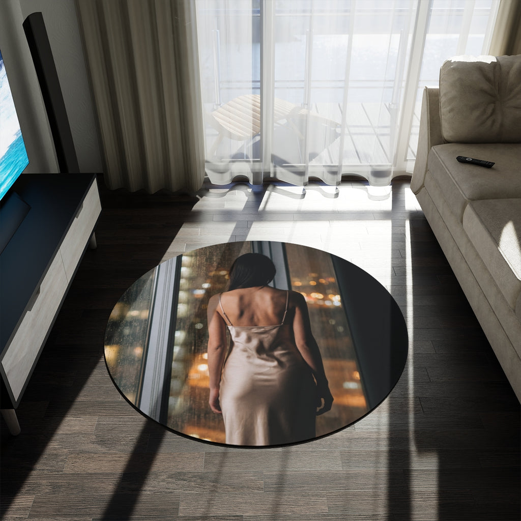 Round Rug - Amber Night Glow Room Accent