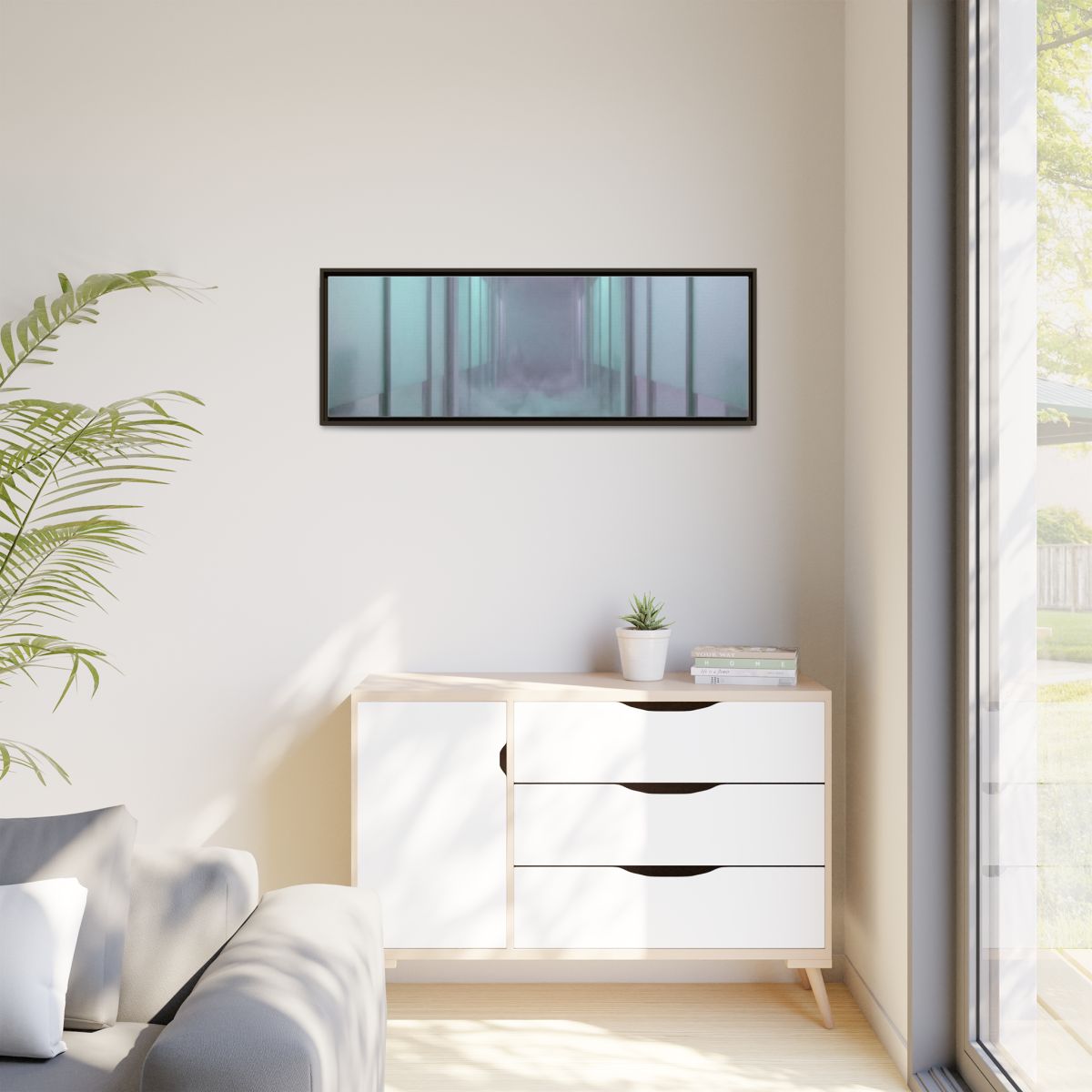 Matte Canvas, Framed - Liminal Corridor Fog Art Print —... |...