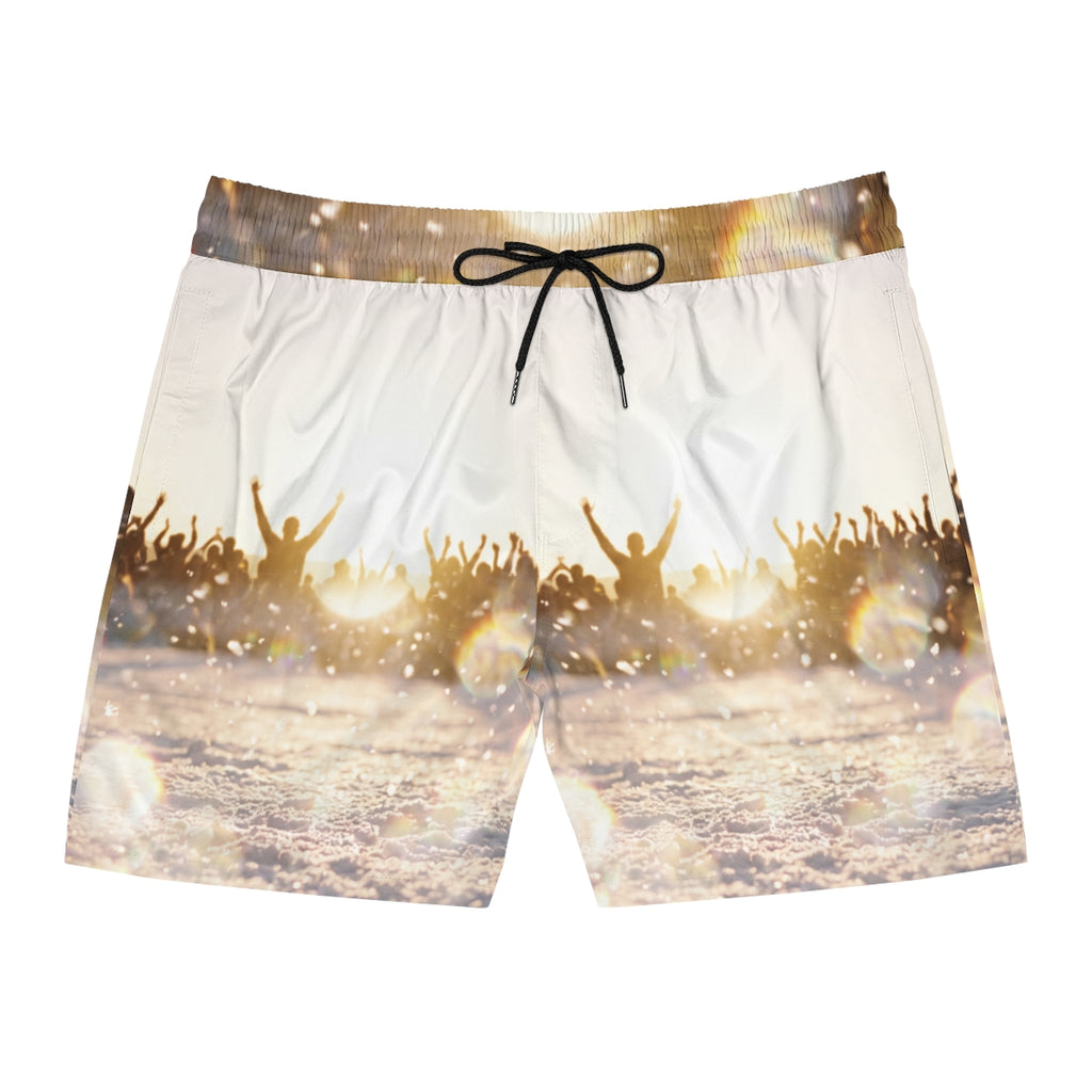 Men's Swim Shorts with Golden Hour Crowd Art