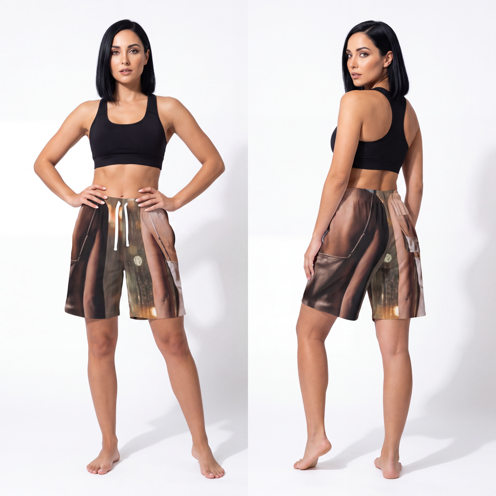 Athletic Long Shorts - Rainscape Grid | Echovira Gallery
