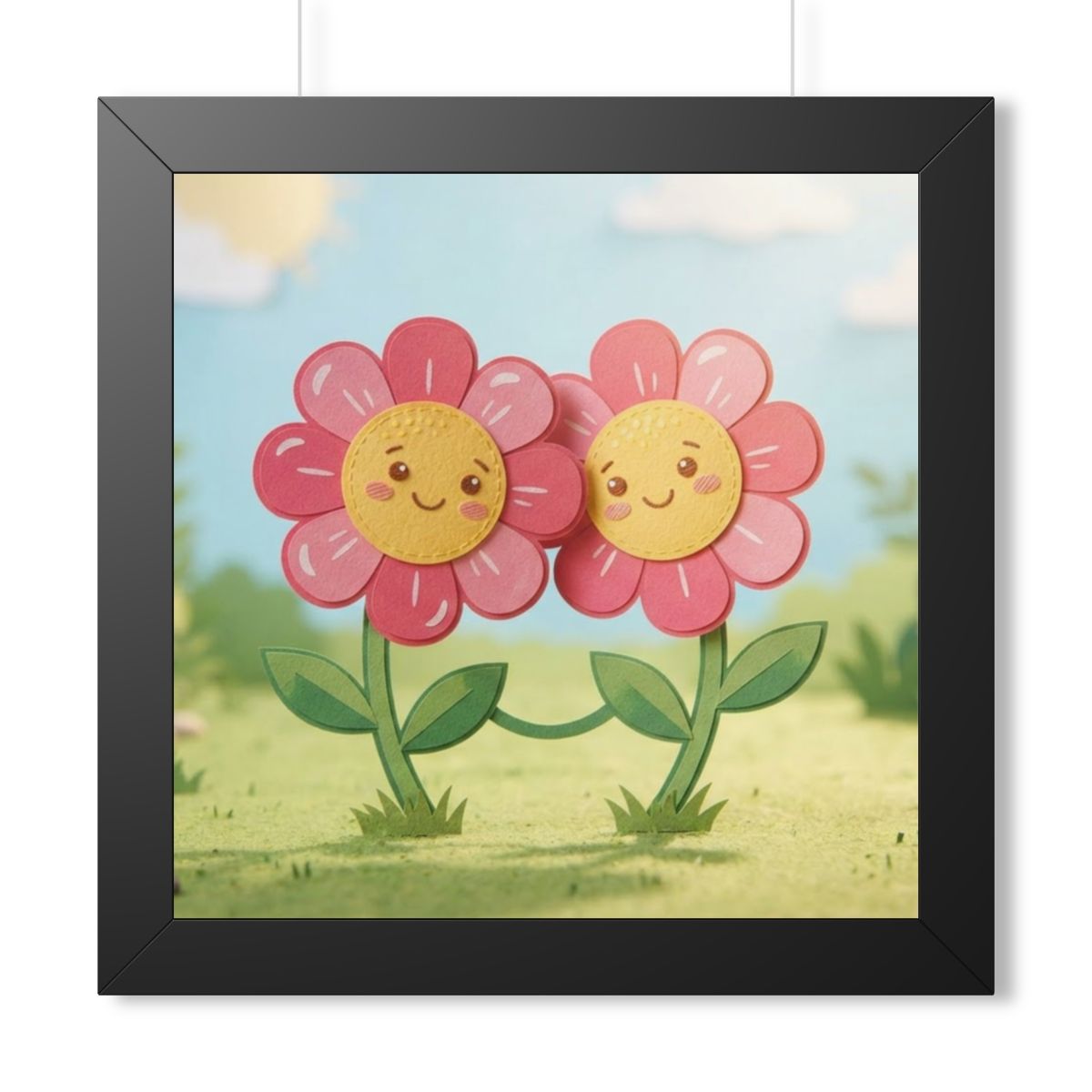 Framed Vertical Poster - Blooming Friends Papercraft Floral...