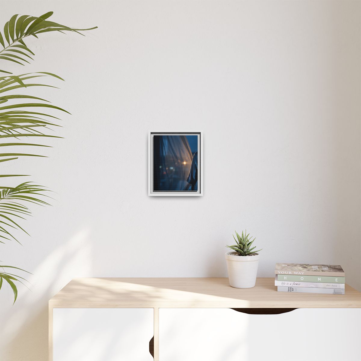 Matte Canvas, Framed - Nocturnal Solitude Silhouette — White...