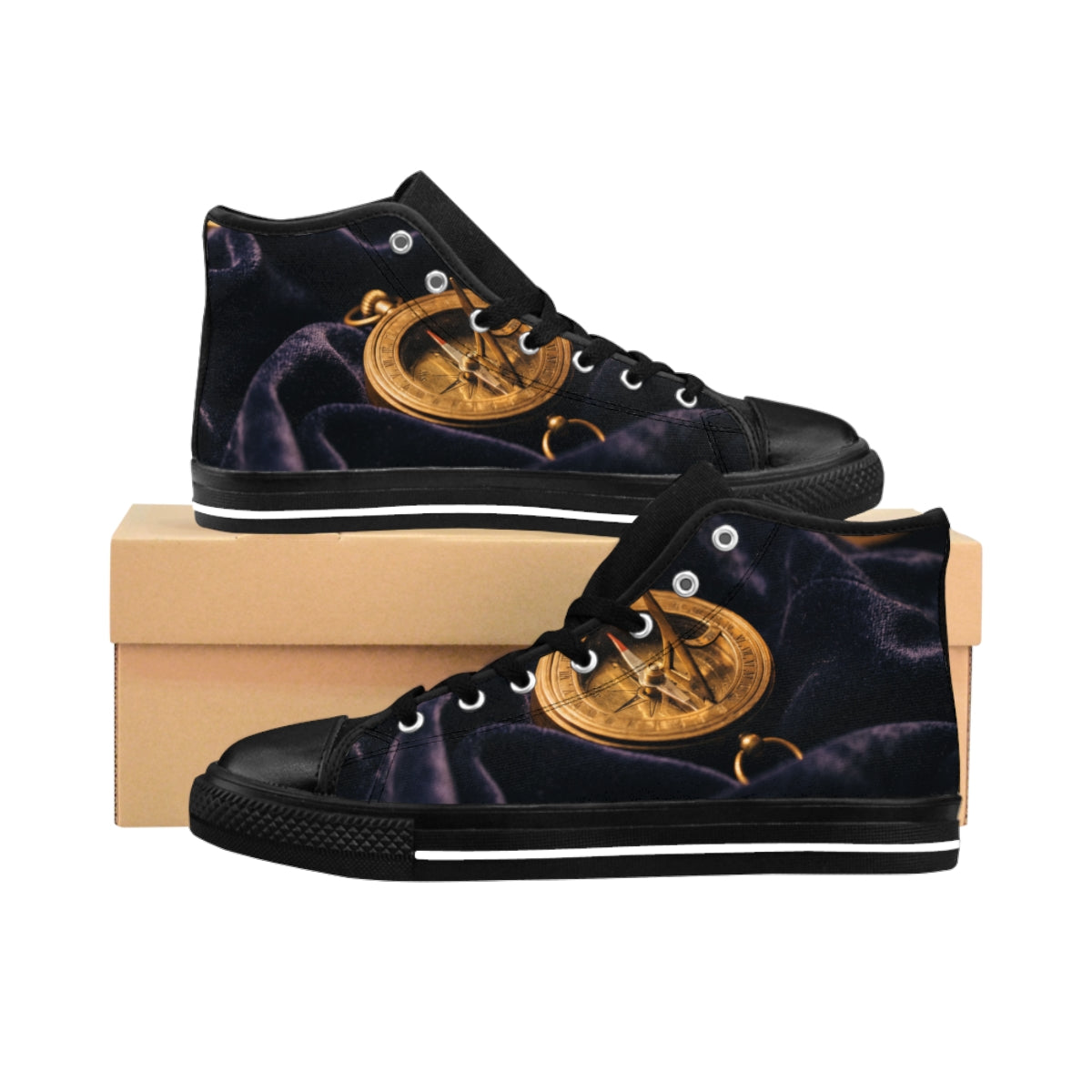 Women's Classic Sneakers Brass Sundial Art