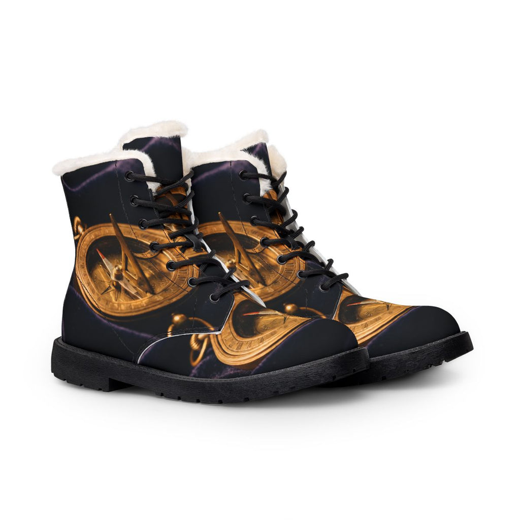 Men's Fur & Leather Boots Sundial Art