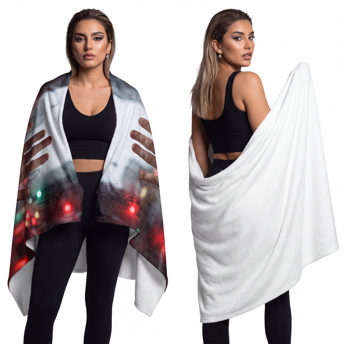Velveteen Microfiber Blanket - Rainy City Glass Hand - Moody...