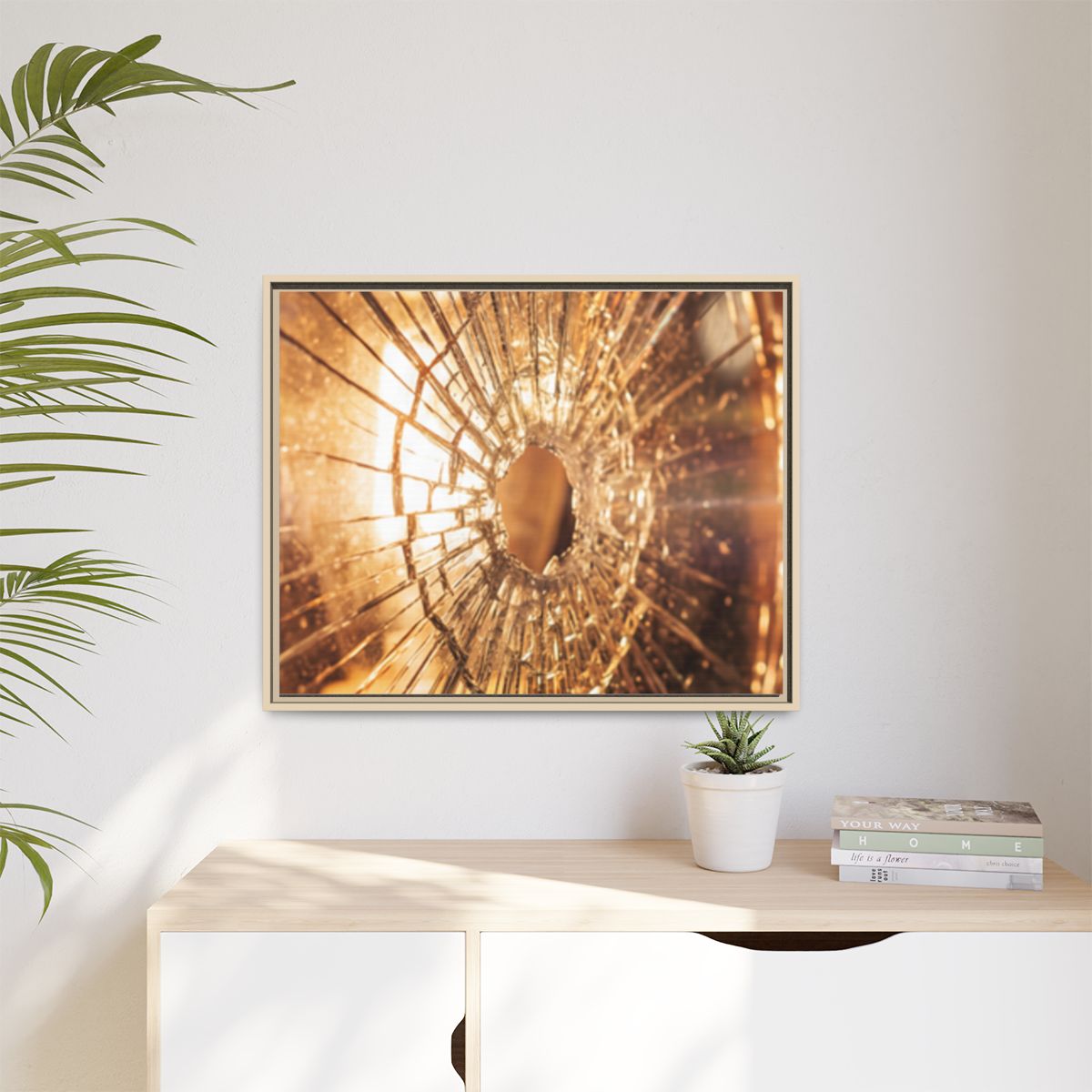 Matte Canvas, Framed - Golden Fractured Art — Natural /... |...