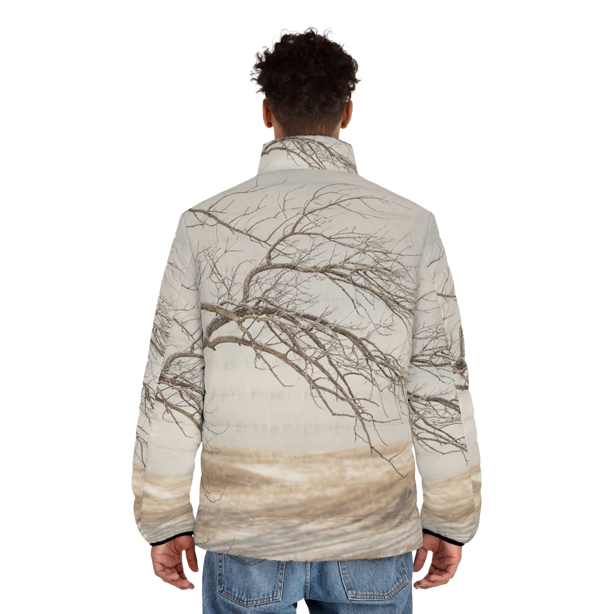 Men's Puffer Jacket - Winter Branch Solitude Landscape |...