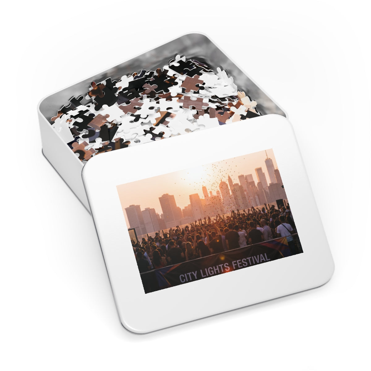 Jigsaw Puzzle with Tin - City Lights (30, 110, 252, 500... |...