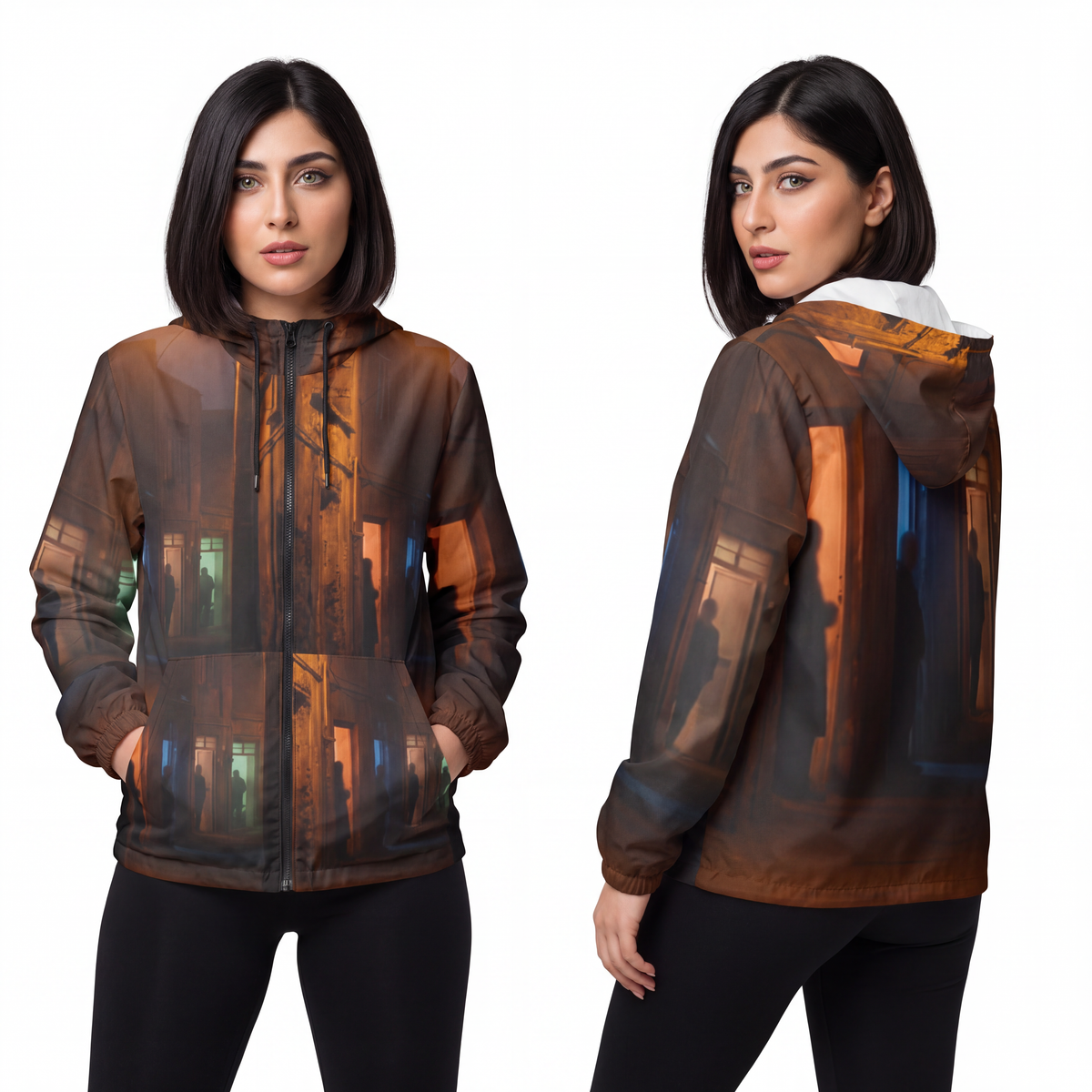 Unisex Windbreaker Jacket - Shadowed Alleyway Mystery Art......