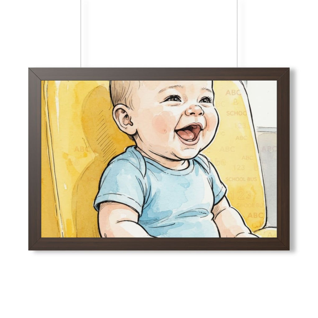 Framed Horizontal Poster - First Journey Watercolor Baby Art...