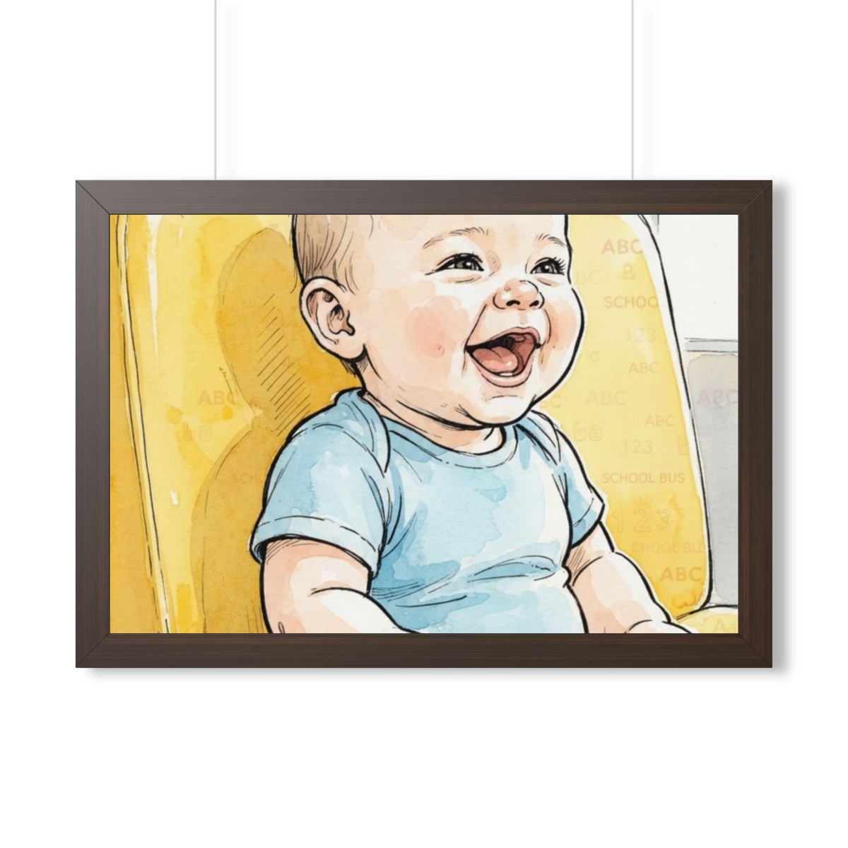 Framed Horizontal Poster - First Journey Watercolor Baby Art...