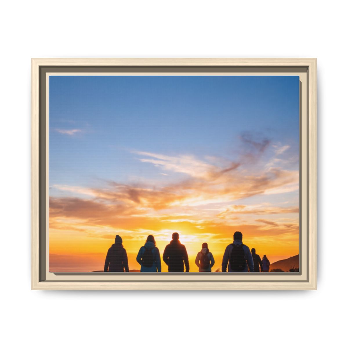 Framed Canvas - Sunset Silhouette — Natural / 1.25"