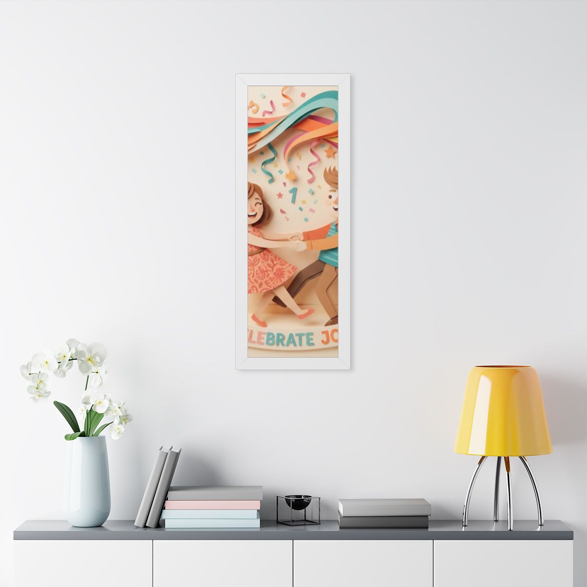 Framed Vertical Poster - Celebrate Joy Papercut Art... |...