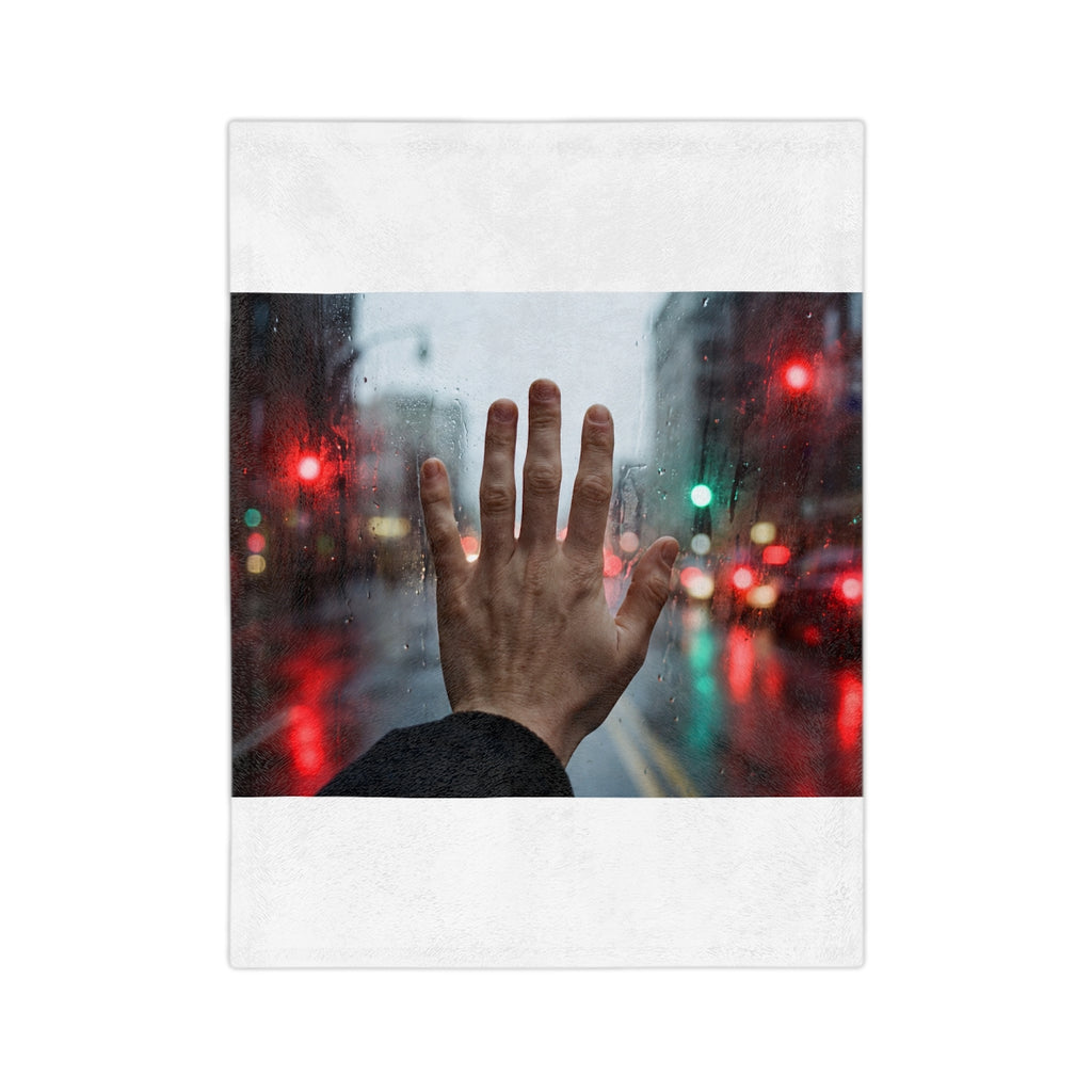 Velveteen Microfiber Blanket - Rainy City Glass Hand - Moody...