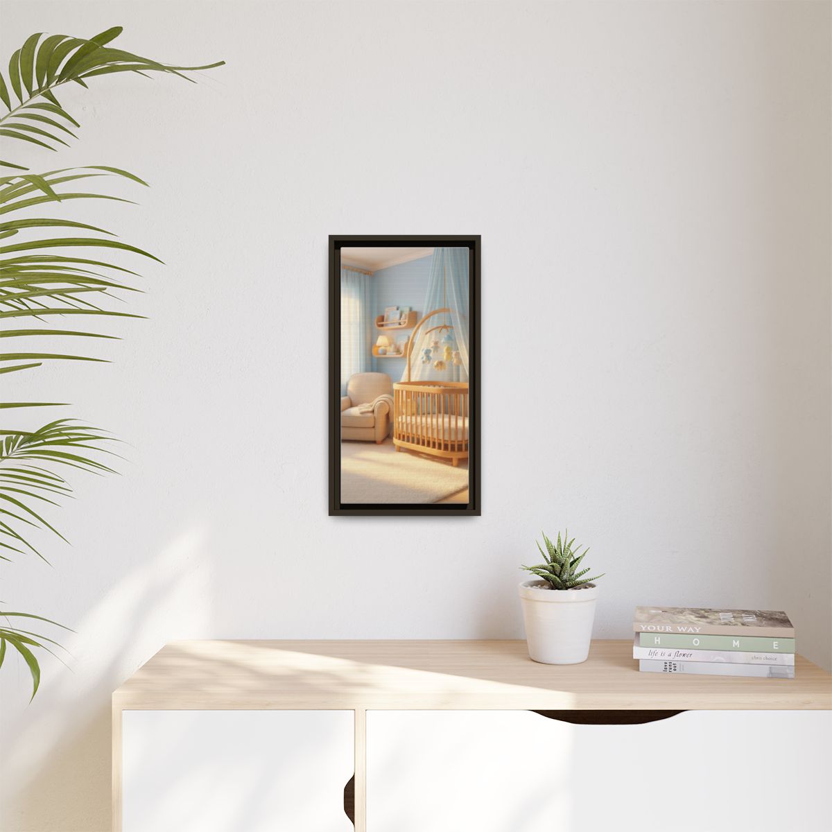 Matte Canvas, Framed - Dreamy Serene Nursery Art — Espresso...