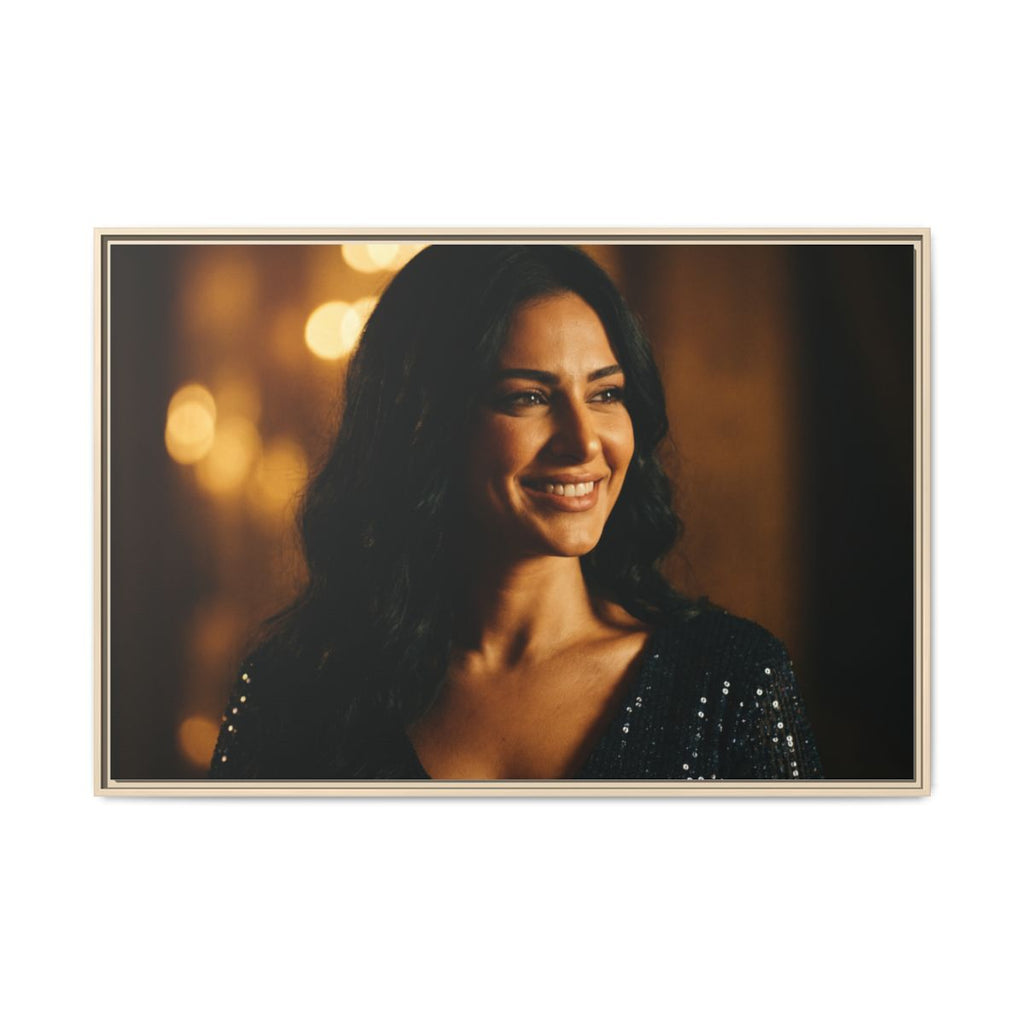 Framed Canvas Art - Golden Glamour — Natural / 1.25"