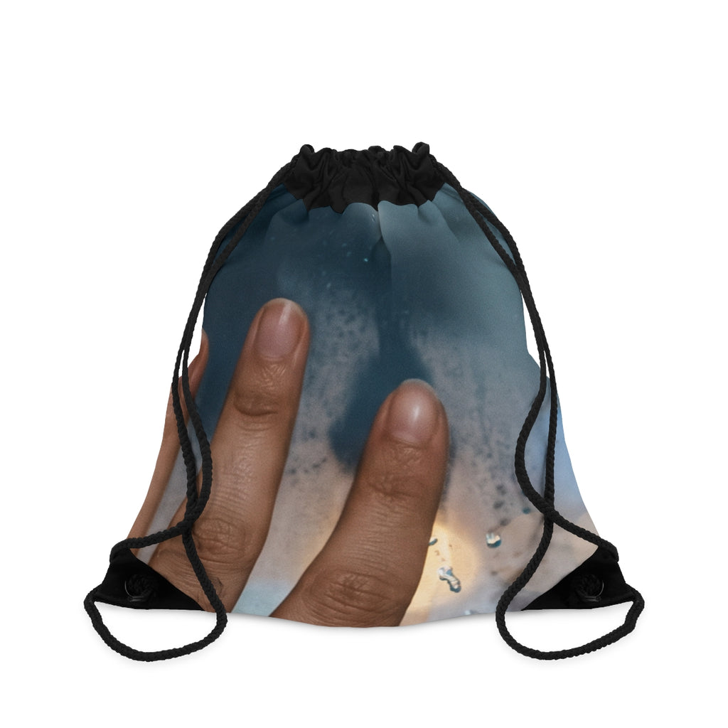 Rainy City Window Art Drawstring Bag