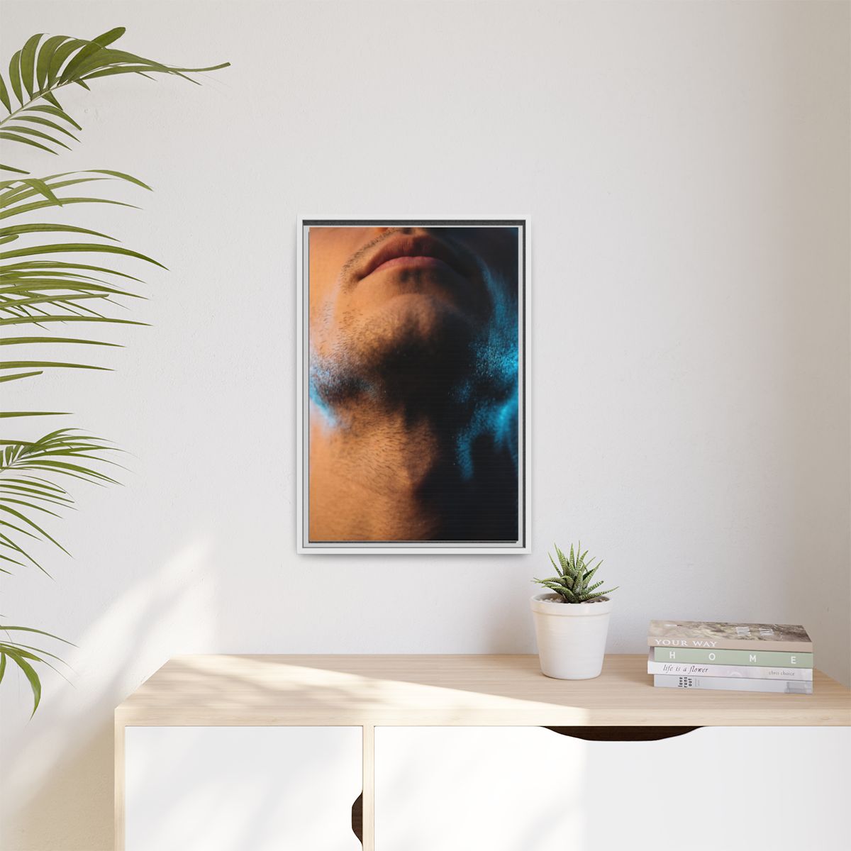 Matte Canvas, Framed - Neon Shadows Cinematic Portrait Art...