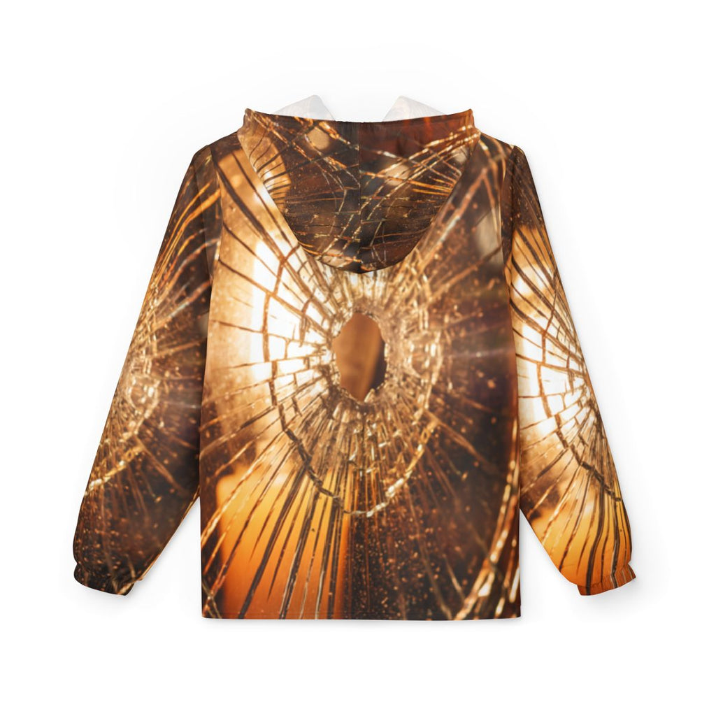 Unisex Windbreaker Jacket - Golden Fractures Aesthetic Wall...