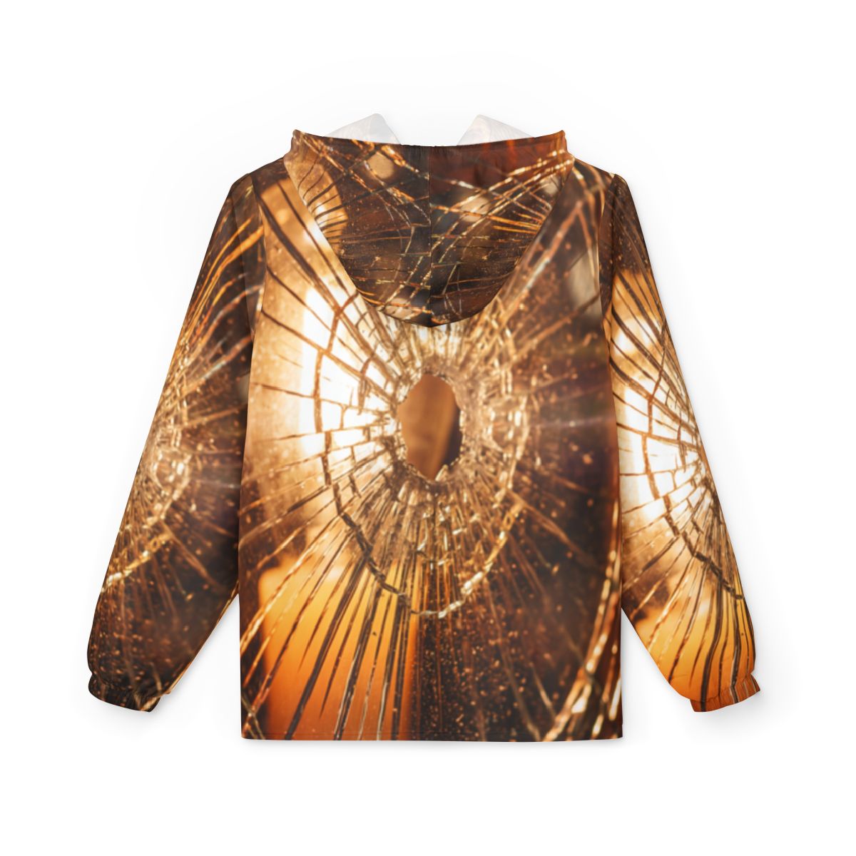 Unisex Windbreaker Jacket - Golden Fractures Aesthetic Wall...